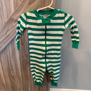 Hanna Andersson green and white striped zippy